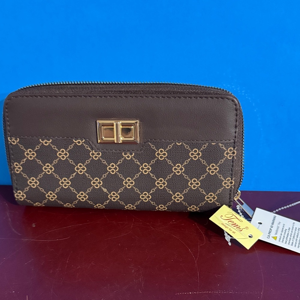 Elegant Brown and Gold Patterned Wallet